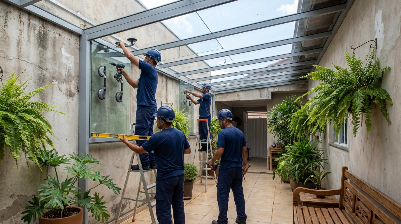 Cobertura de policarbonato fixa em Uberaba‑MG