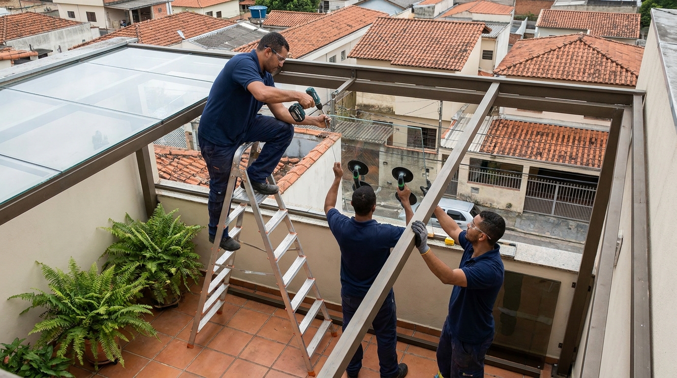 Cobertura de policarbonato em alumínio em Uberaba‑MG
