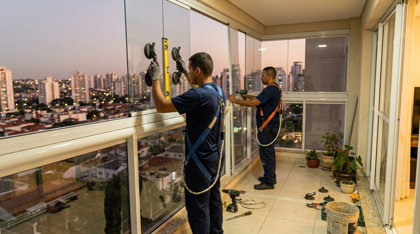 Instalação de fachada de vidro em Uberaba‑MG