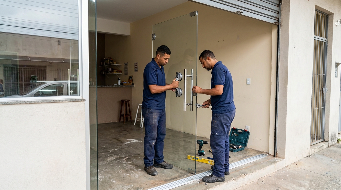 Porta de correr de alumínio em Praia Grande‑SP